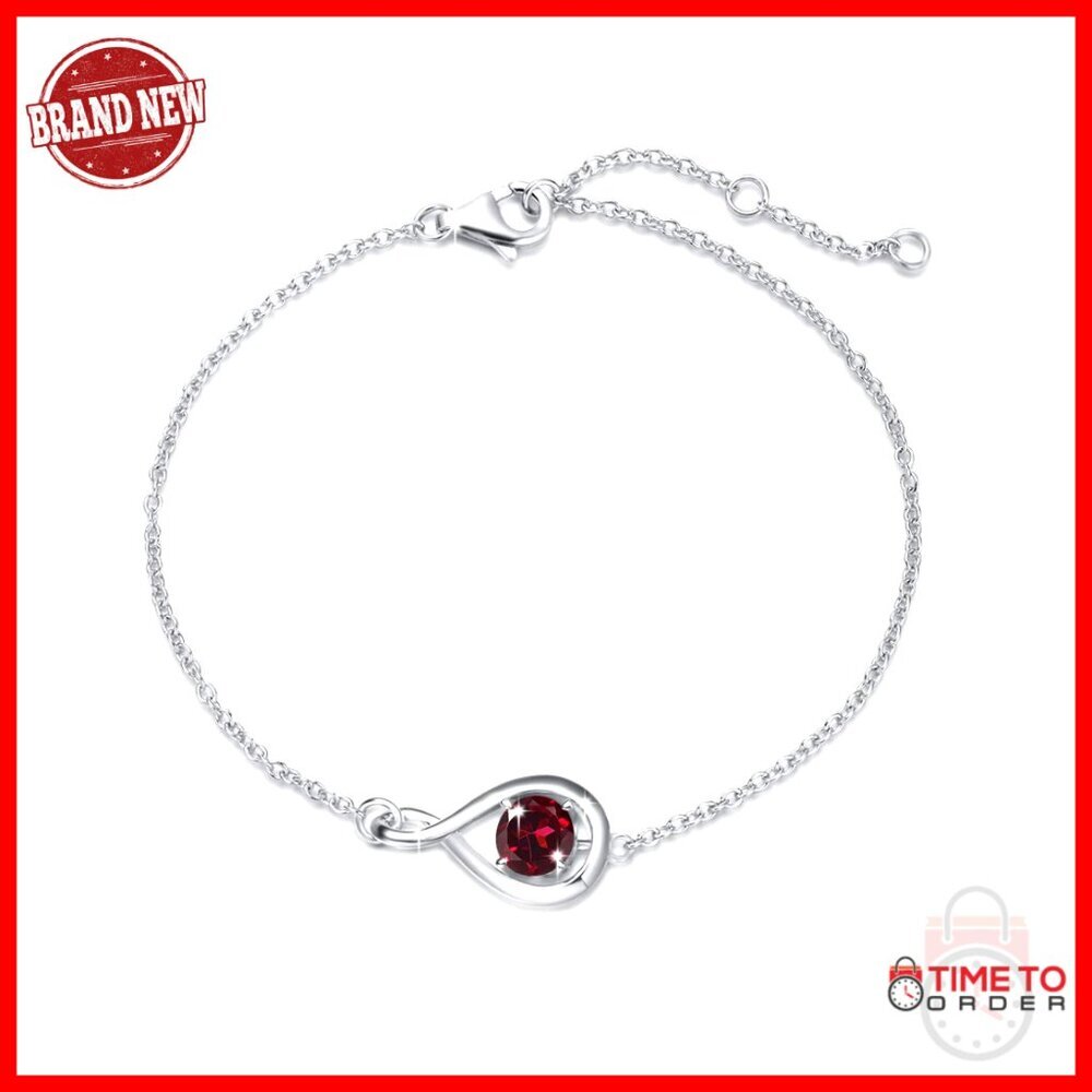 925 Sterling Silver Infinity Birthstone Bracelet with Lobster Claw Clasp
